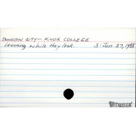 DUNEDIN CITY - KNOX COLLEGE