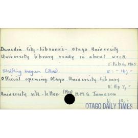 Dunedin City - Libraries - Otago University