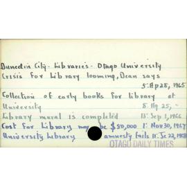 Dunedin City - Libraries - Otago University 