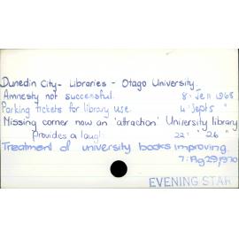 Dunedin City - Libraries - Otago University. 