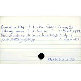 Dunedin City - Libraries - Otago University. 