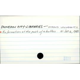 DUNEDIN CITY - LIBRARIES - OTAGO UNIVERSITY 