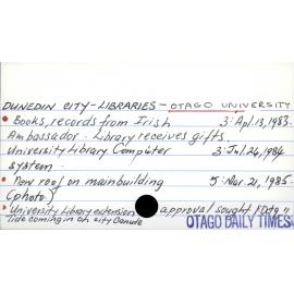 DUNEDIN CITY - LIBRARIES - OTAGO UNIVERSITY