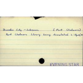 Dunedin City - Libraries  [Port Chalmers]