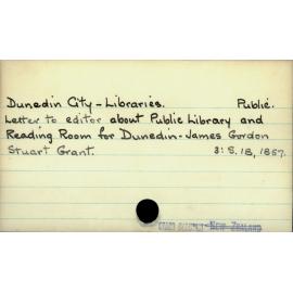 Dunedin City - Libraries.   Public.