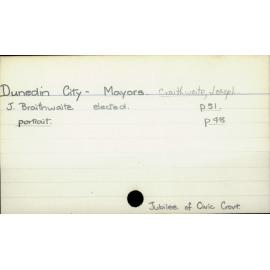 Dunedin City - Mayors - Braithwaite, Joseph