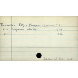 Dunedin City - Mayors - Chapman, G.R.