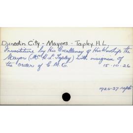 Dunedin City - Mayors - Tapley, H.L.