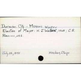Dunedin City - Mayors - Walter