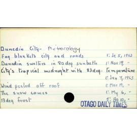 Dunedin City - Meteorology