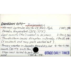 Dunedin City - Meteorology