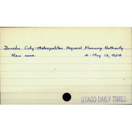 Dunedin City - Metropolitan Regional Planning Authority