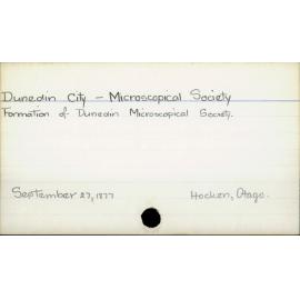 Dunedin City - Microscopial Society