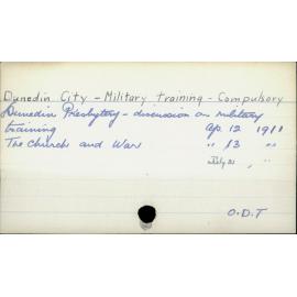 Dunedin City - Military training - Compulsory