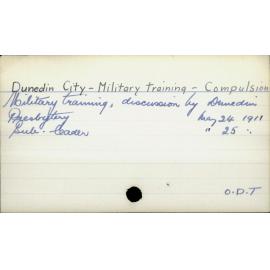 Dunedin City - Military training - Compulsion 