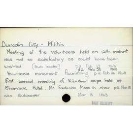 Dunedin City - Militia
