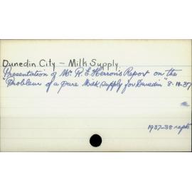 Dunedin City - Milk Supply