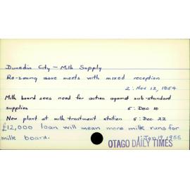 Dunedin City - Milk Supply 