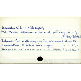 Dunedin City - Milk supply 