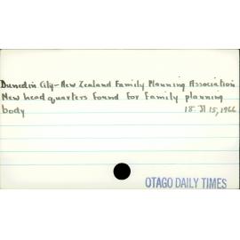 Dunedin City - New Zealand Family Planning Association