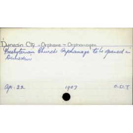 Dunedin City- Orphans and Orphanages