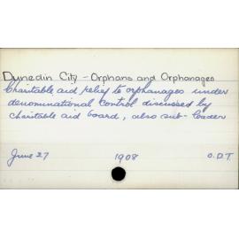 Dunedin City- Orphans and Orphanages