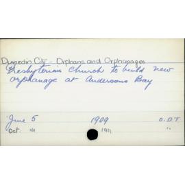Dunedin City- Orphans and Orphanages