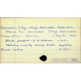 Dunedin City - Otago Automobile Association 
