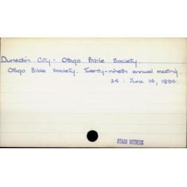 Dunedin City - Otago Bible Society