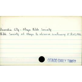 Dunedin City - Otago Bible Society