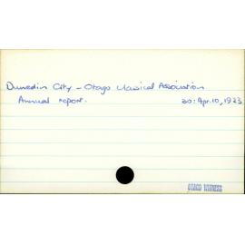 Dunedin city- Otago Classical Association 