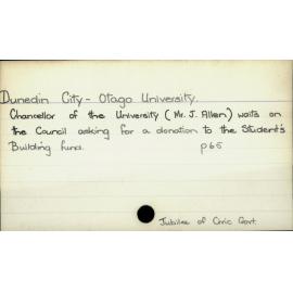 Dunedin City - Otago University.