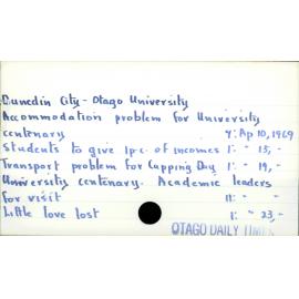 Dunedin City - Otago University 