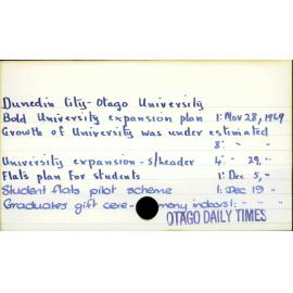 DUNEDIN CITY - OTAGO UNIVERSITY