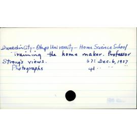 Dunedin City - Otago University - Home Science School