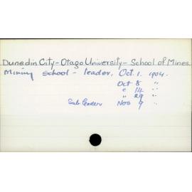 Dunedin City - Otago University - School of Mines