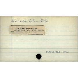 Dunedin City - Oval