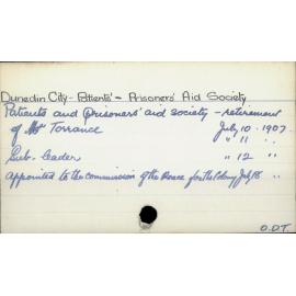 Dunedin City - Patients' & Prisoners' Aid Society