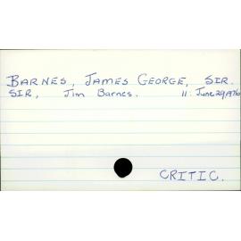 BARNES, JAMES GEORGE, SIR