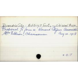 Dunedin City - Politics and government - Citizens' Association