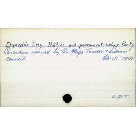 Dunedin City - Politics and government - Labour Party