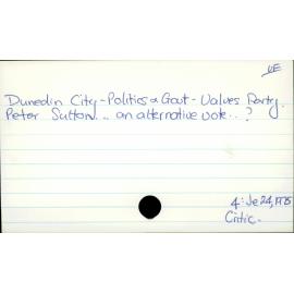 Dunedin City - Politics & Govt - Values Party.