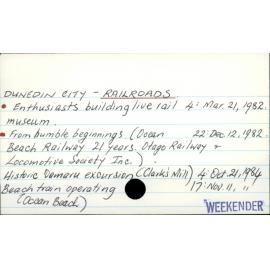 DUNEDIN CITY - RAILROADS.