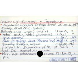 Dunedin City - Railways and Josephine