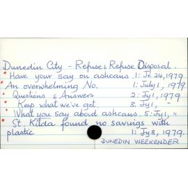 Dunedin City - Refuse and refuse disposal