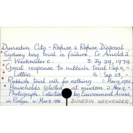 Dunedin City - Refuse and refuse disposal