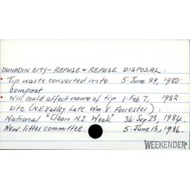 Dunedin City - Refuse and refuse disposal