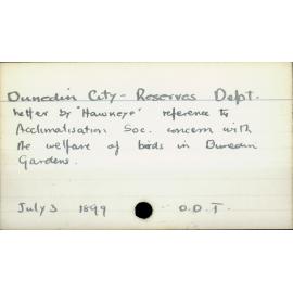Dunedin City - Reserves Department