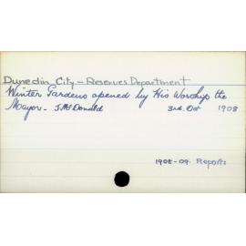 Dunedin City - Reserves Department