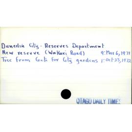 Dunedin City - Reserves Department
